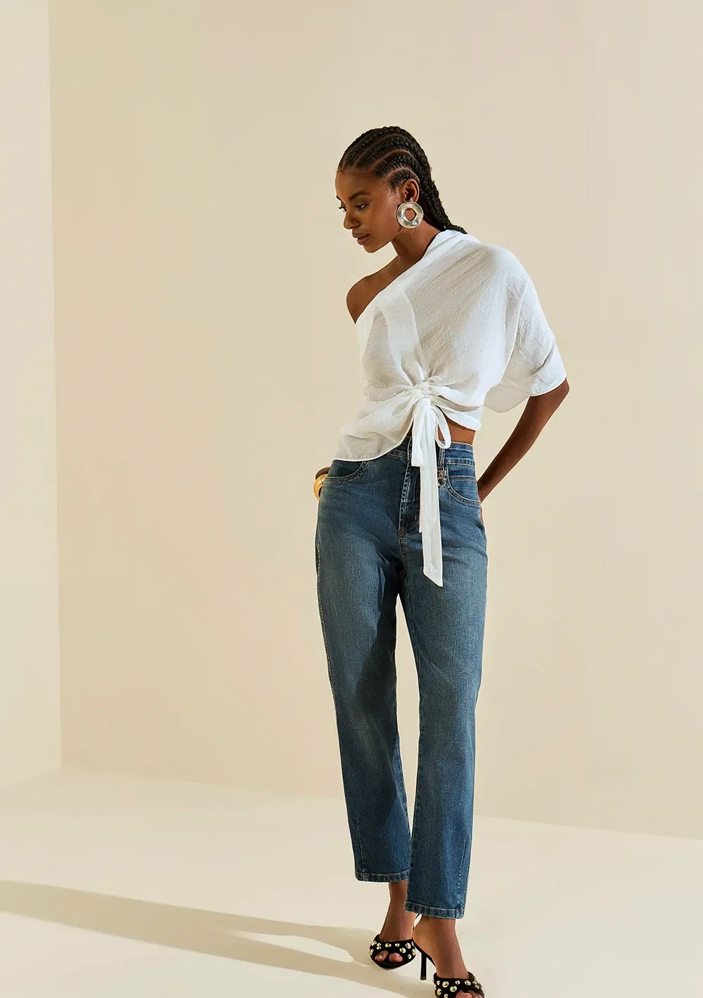 Calça Morena Rosa Mom Alta Azul — imagem 1