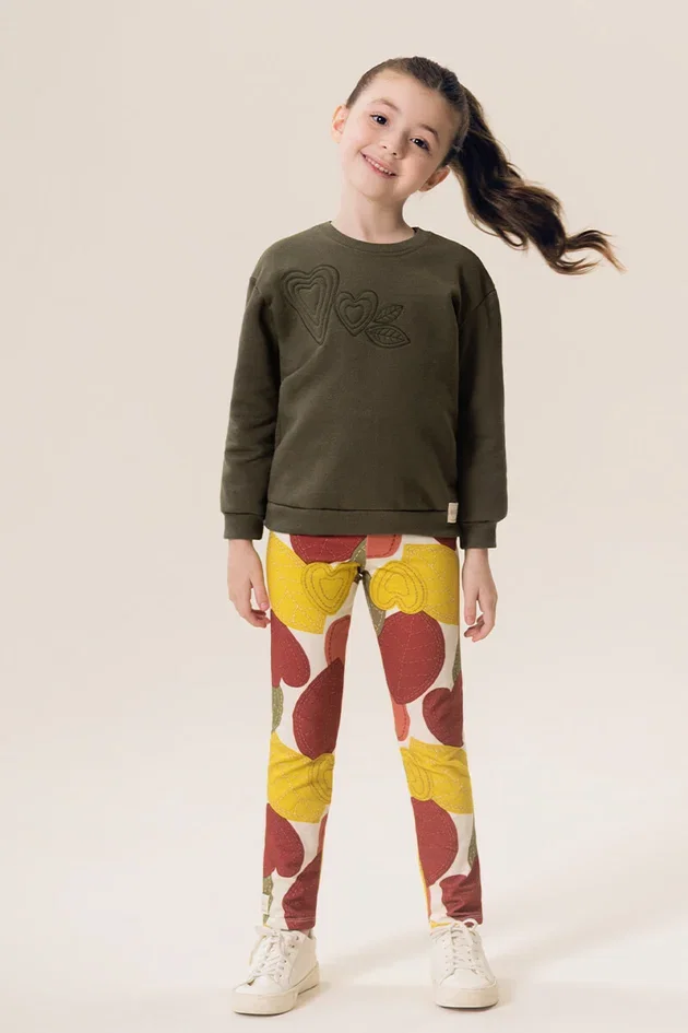 Conjunto Casaco Moletom Com Legging Estampada