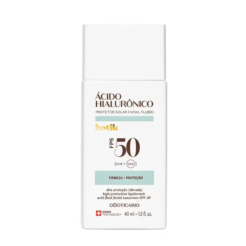 Protetor Solar Facial Fluido FPS 50 Botik Ácido Hialurônico 40ml