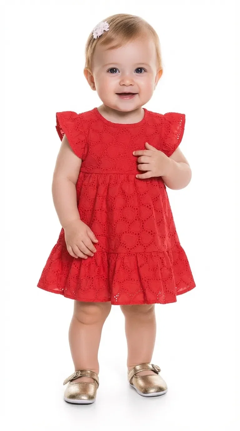 Vestido em laise com botão de pressão — imagem 1
