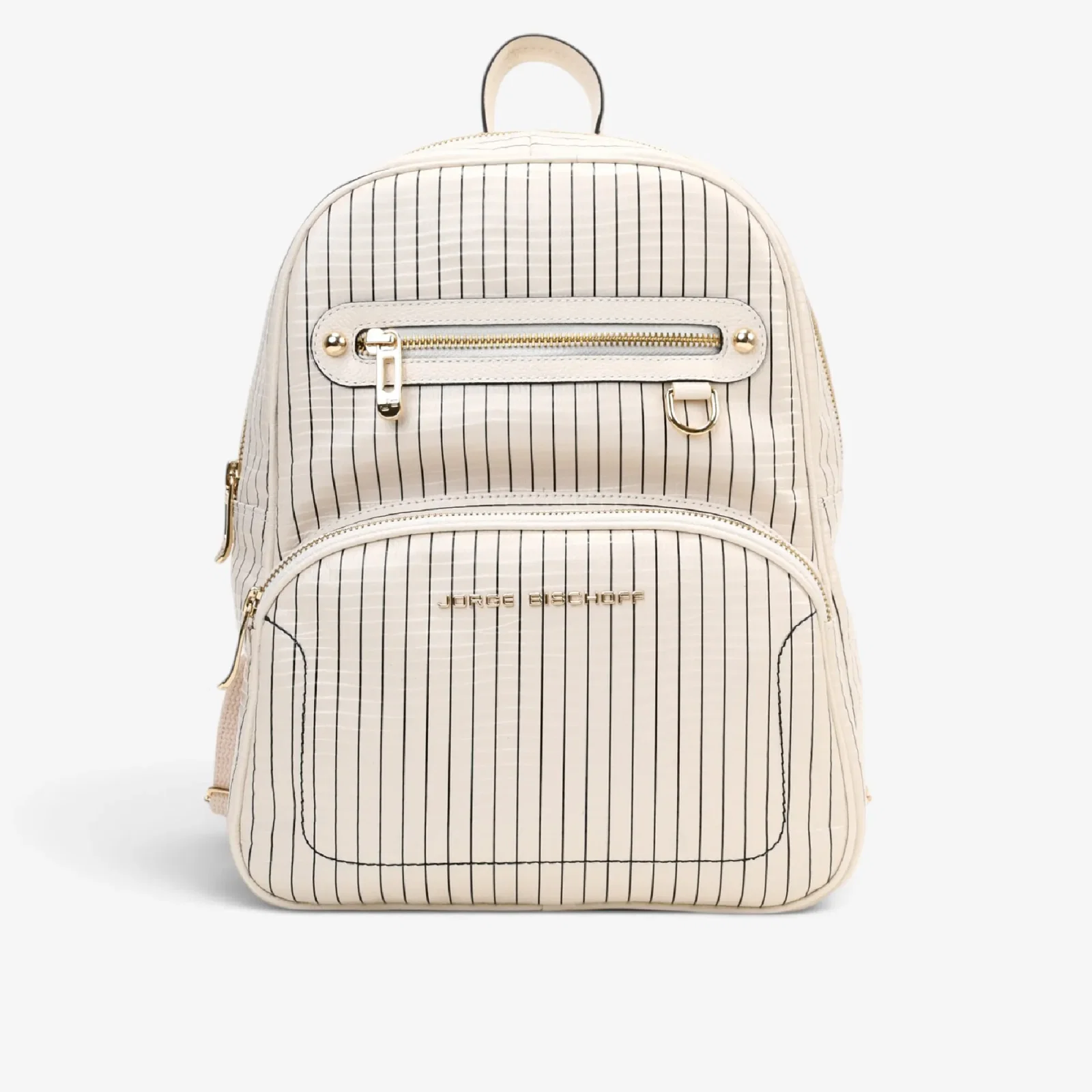 Mochila Listrado Preto Algodão Couro Snake — imagem 1