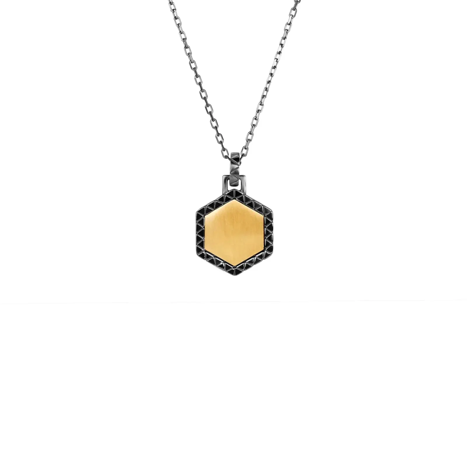Colar Brave Masculino Personalizável em Ouro Amarelo e Prata com Banho de Ródio Negro — imagem 1