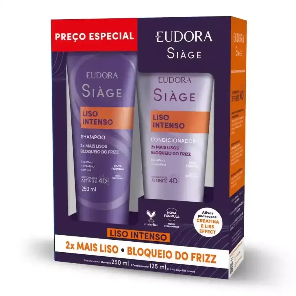Kit Eudora Siàge Liso Intenso Shampoo 250ml + Condicionador 125ml