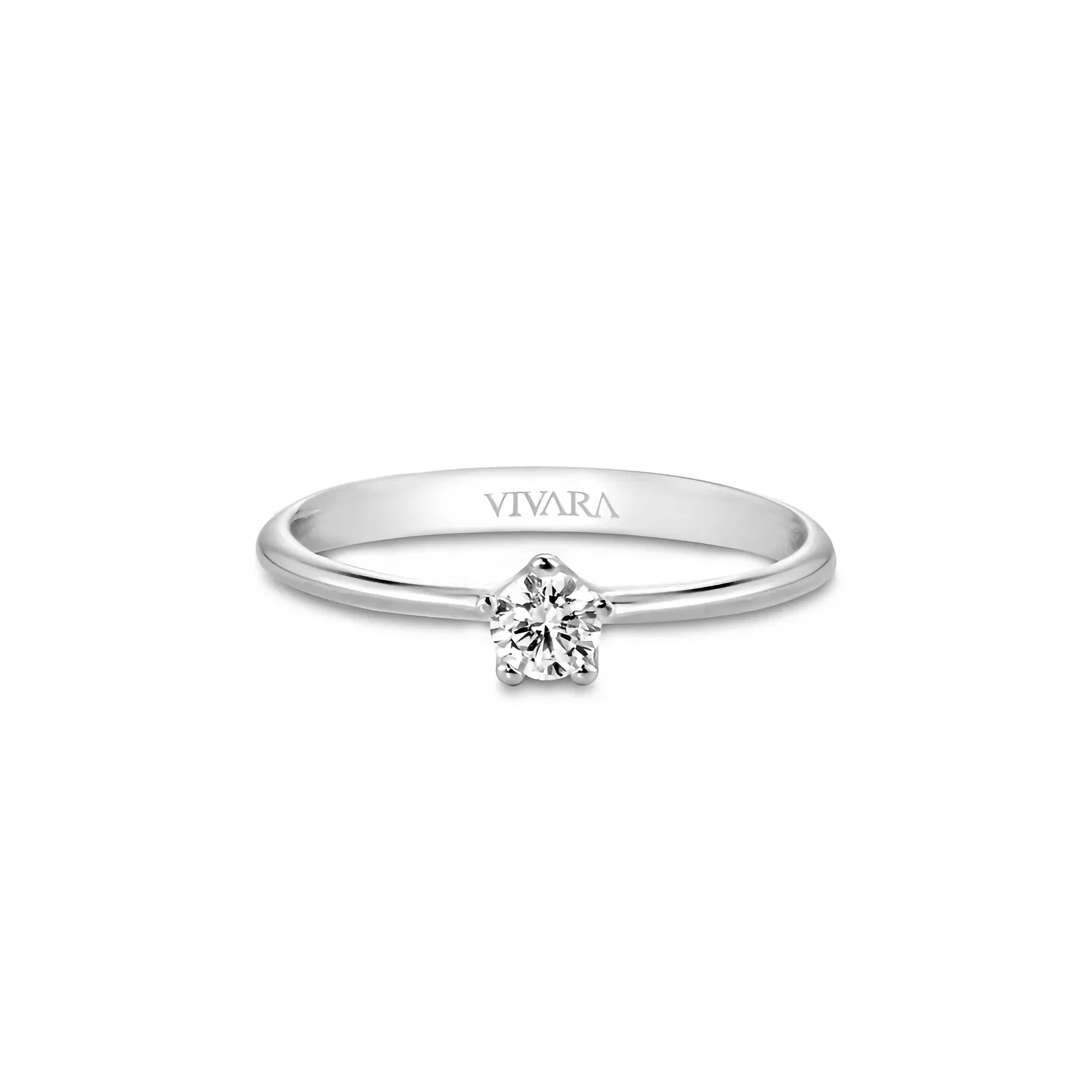 Anel Solitário Cielo em Ouro Branco 18k com 0,15ct de Diamante de Laboratório