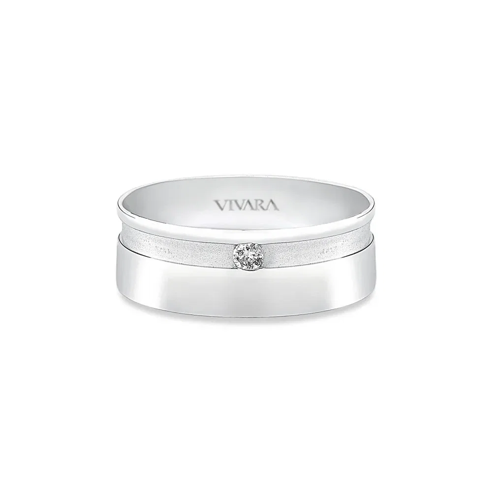Aliança Valentines em Ouro Branco 18k com Diamante 0,05ct, 8mm