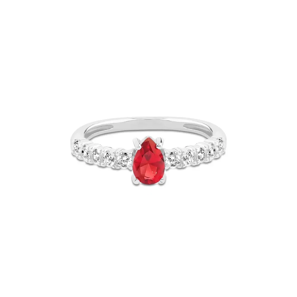 Anel Life Special II em Prata 925 com Cristal Vermelho e Pedras Incolores