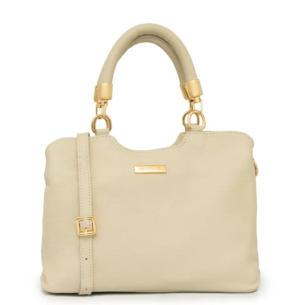 Bolsa Tote Couro Enfeite Off White