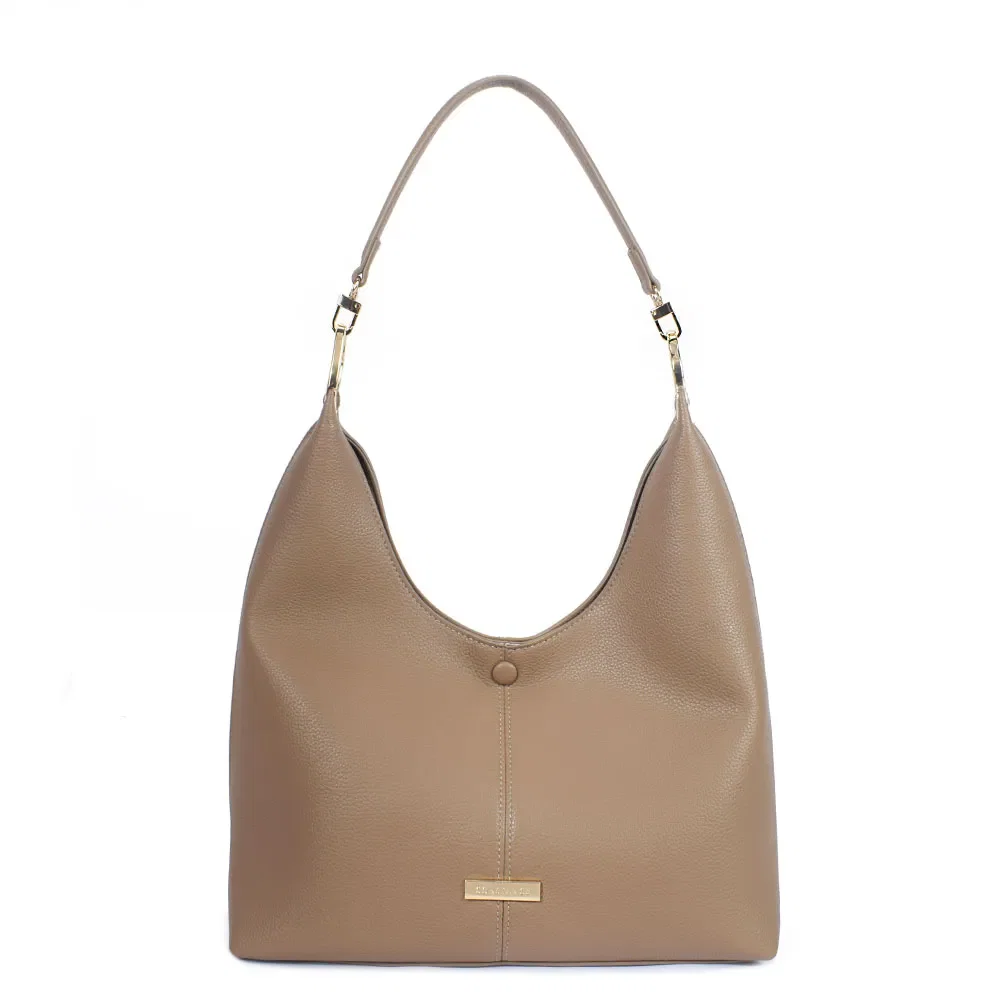 Bolsa Bege Hobo Enfeite Orgânico — imagem 1