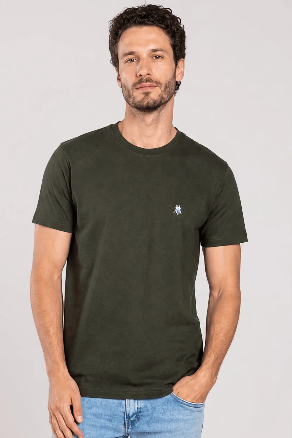 Camiseta Masculina Básica Lisa Casual Polo Wear Verde Escuro