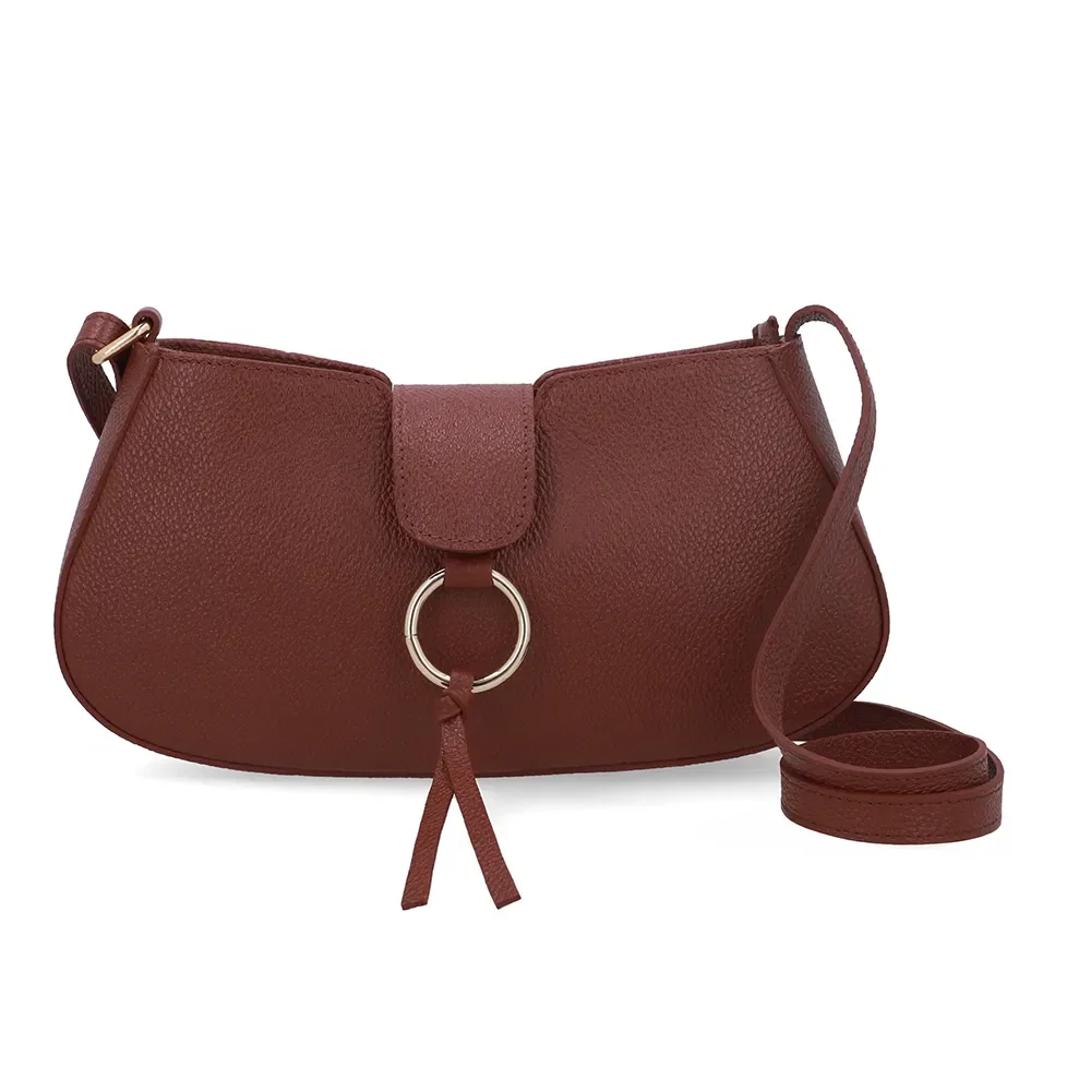 Bolsa Tiracolo Couro Vermelha Detalhe Pingente — imagem 1