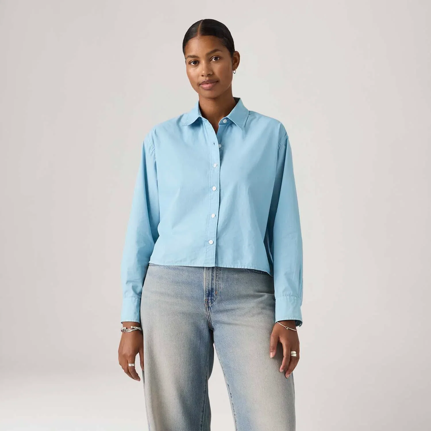 Camisa Levi's® Cropped Harlie Azul Manga Longa — imagem 1