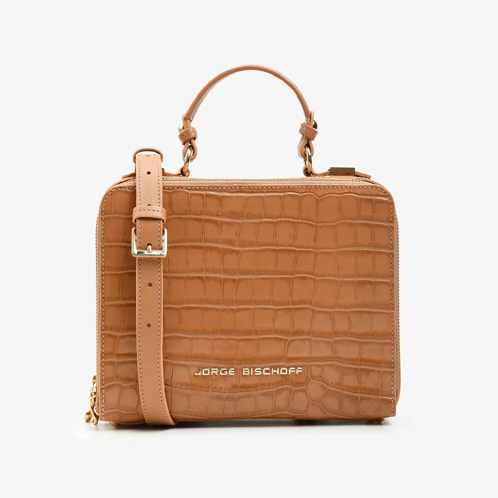 Bolsa Transversal Caramelo Trigo Couro Croco — imagem 1