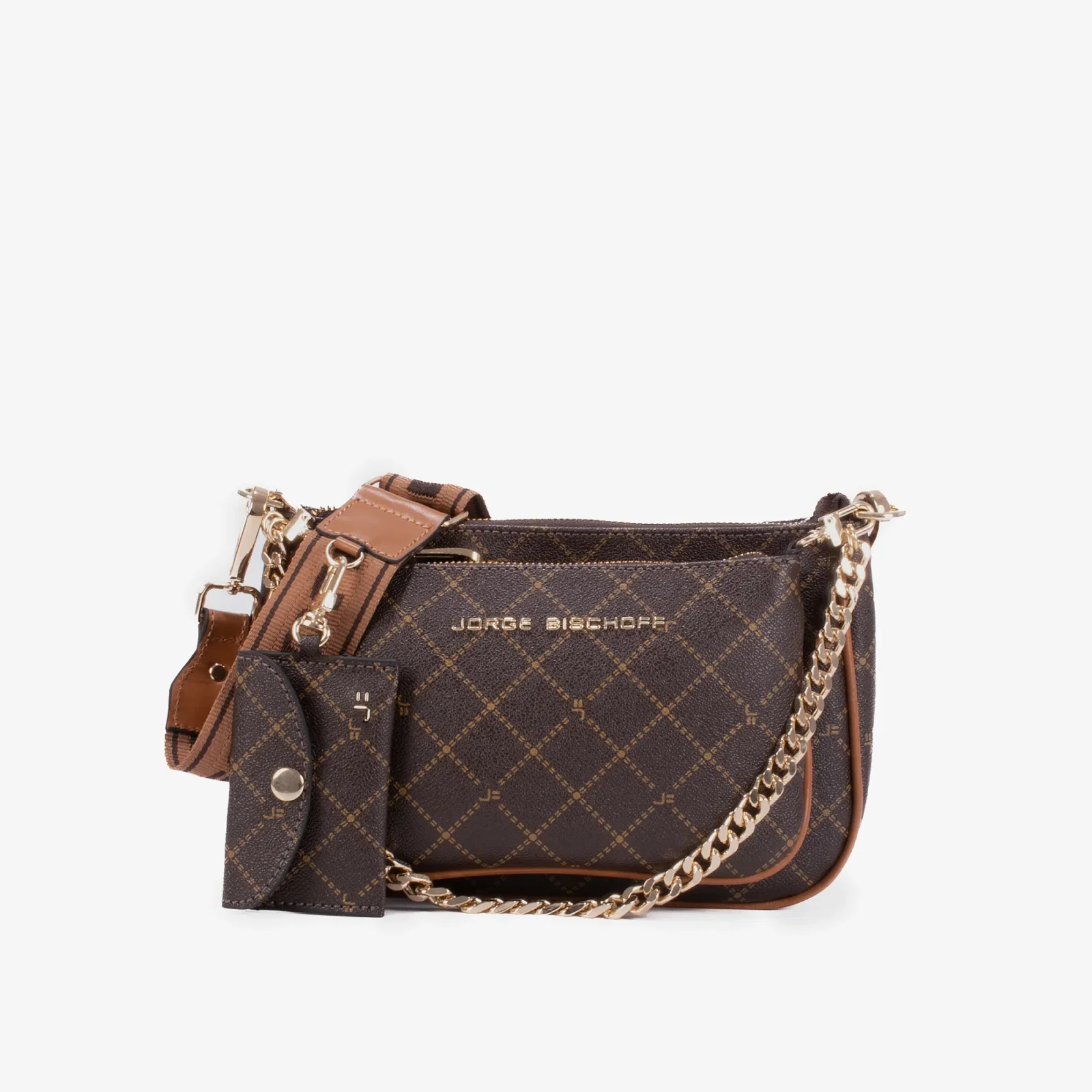 Bolsa Infinita Transversal Monograma Marrom Couro