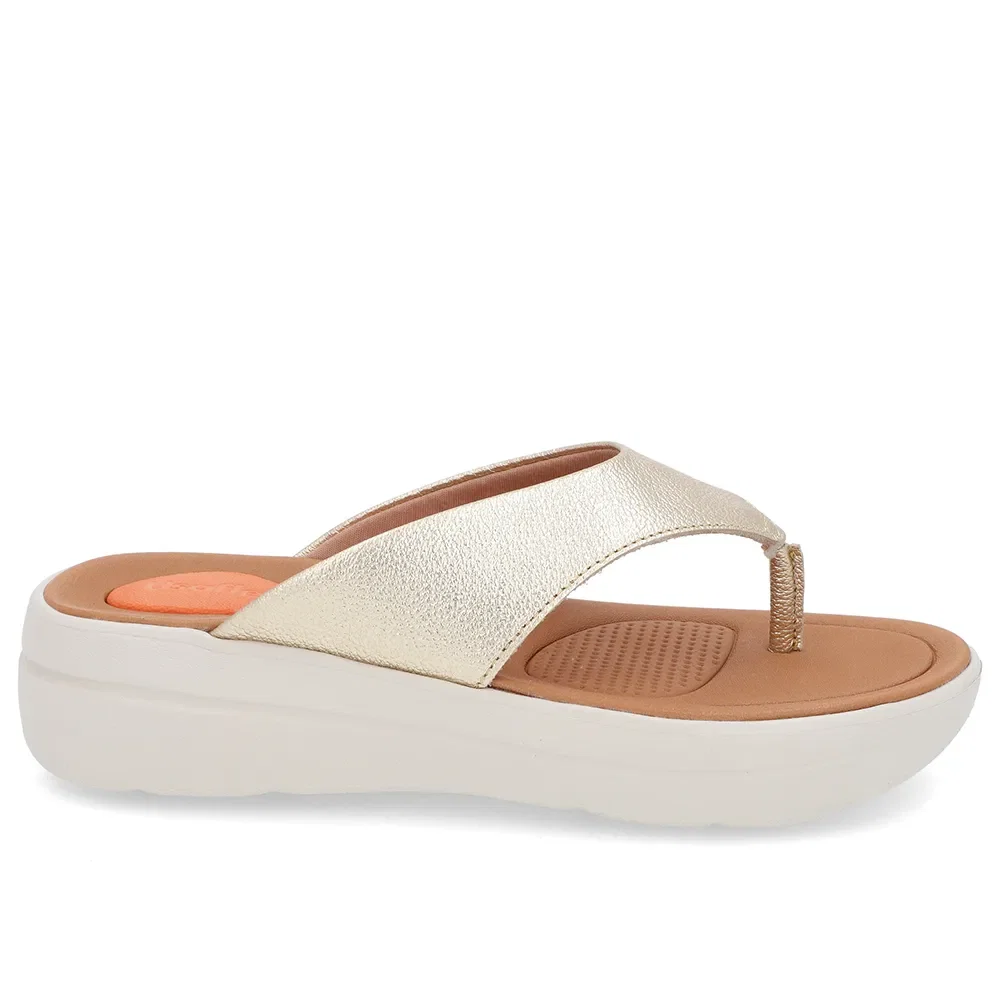 Chinelo Básico Couro Dourado Liso
