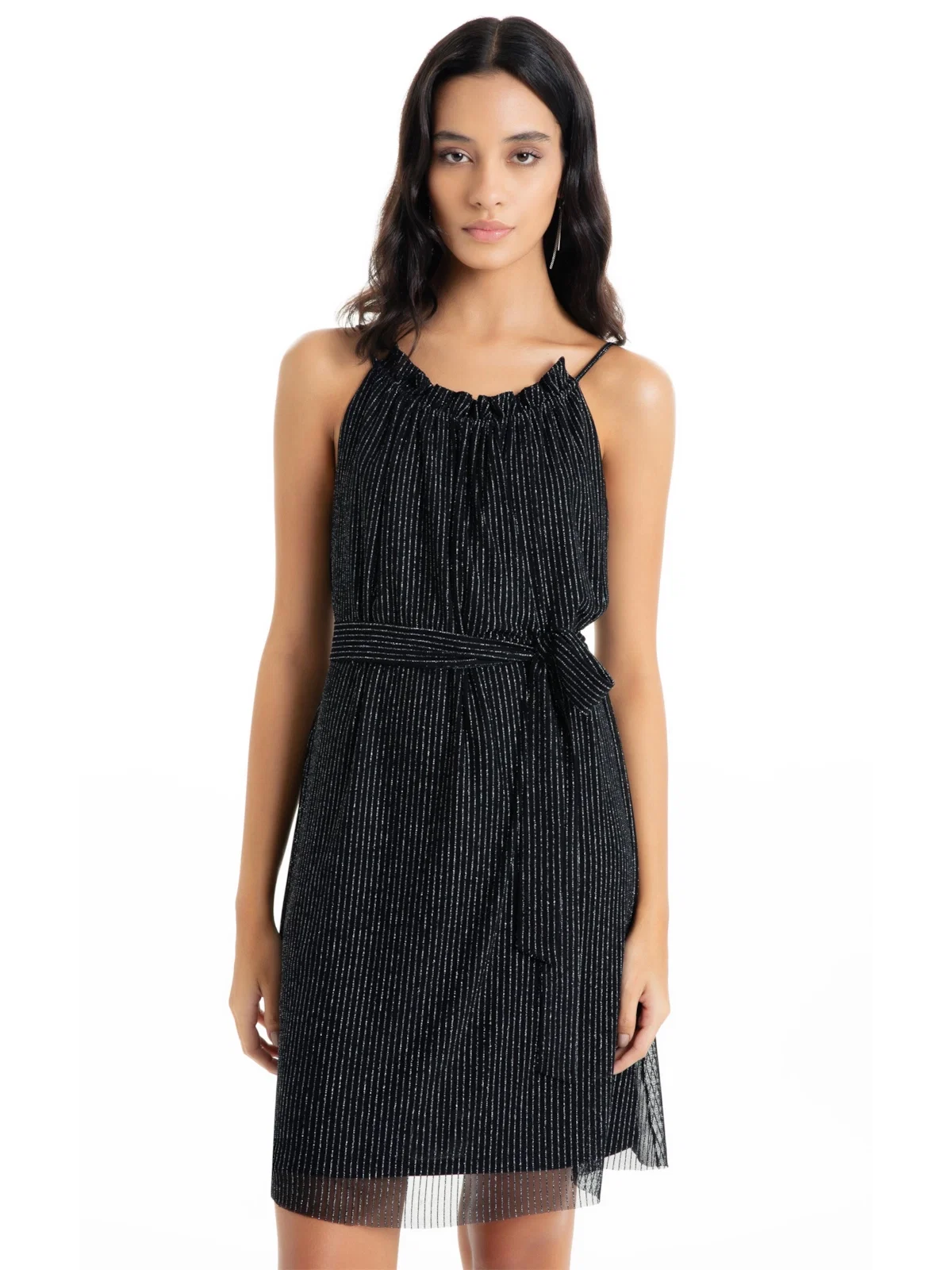Vestido Ellus Tule Lux Fluid Dress Preto