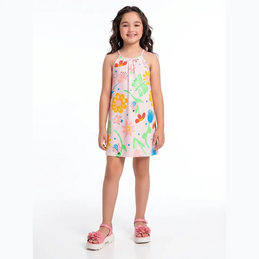 Vestido em meia malha com alcinha jardim