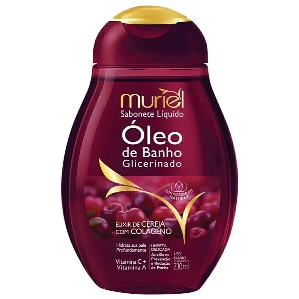 Óleo de Banho Glicerinado Muriel Elixir de Cereja com Colágeno 230ml