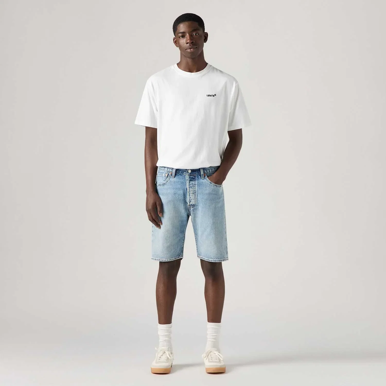 Bermuda Jeans Levi's® 501® Original Lavagem Clara