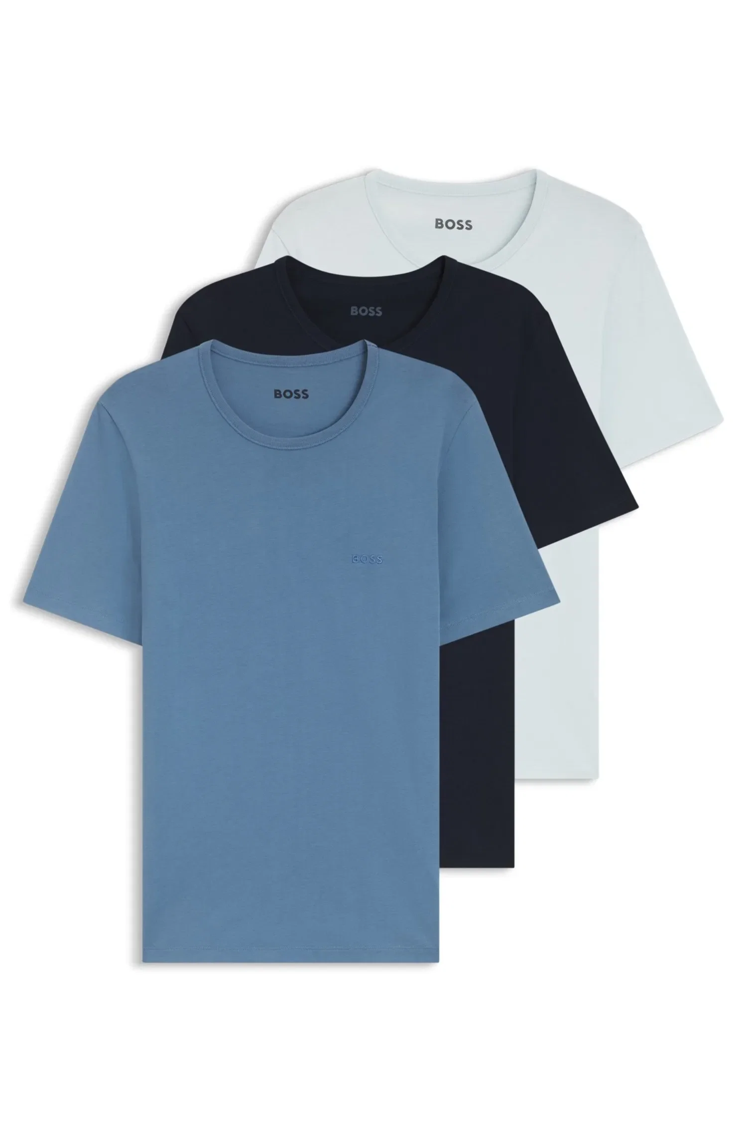 Pack De 3 Camisetas Em Algodão Com Logo Bordado