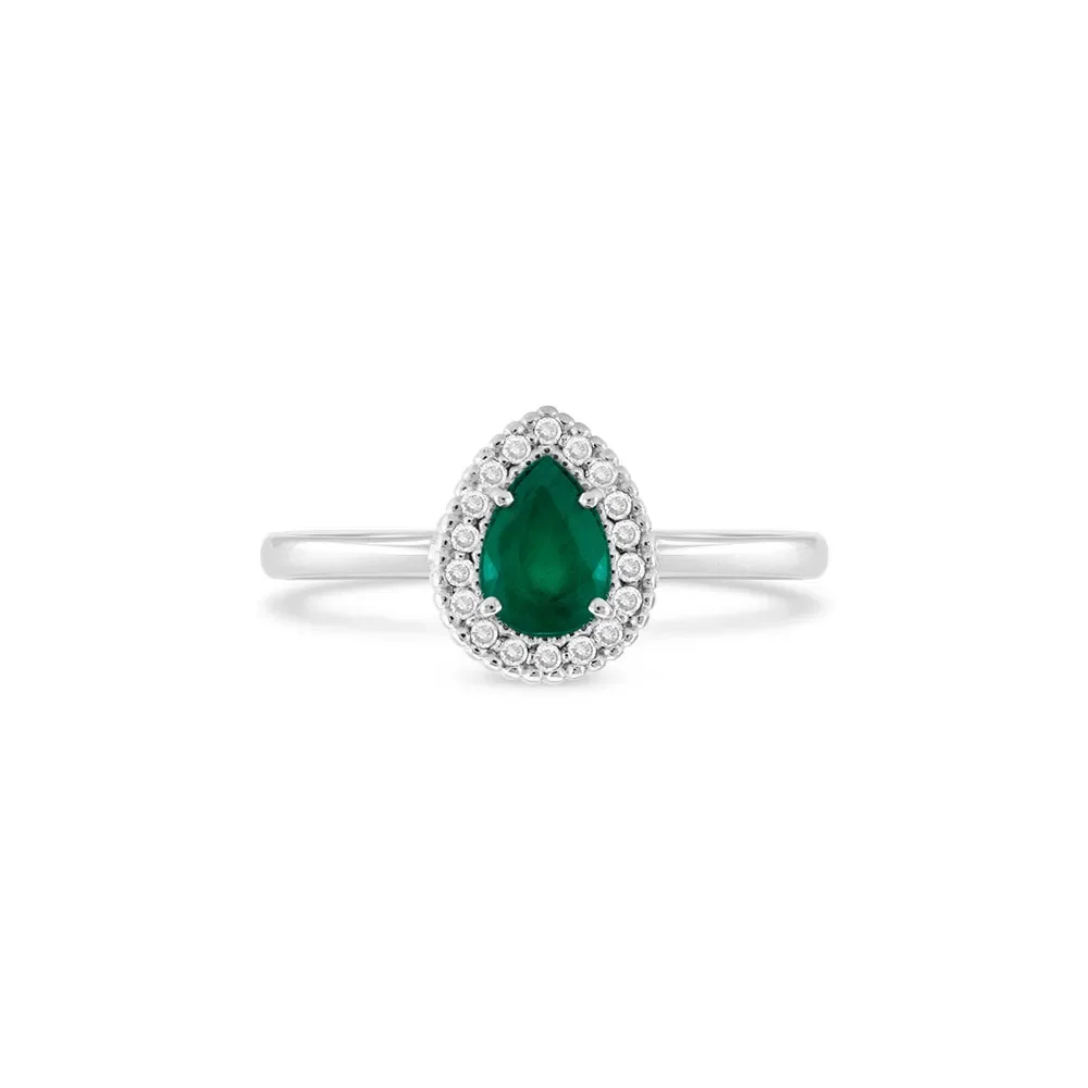 Anel Classic Oriental em Ouro Branco 18k com Esmeralda e Diamantes