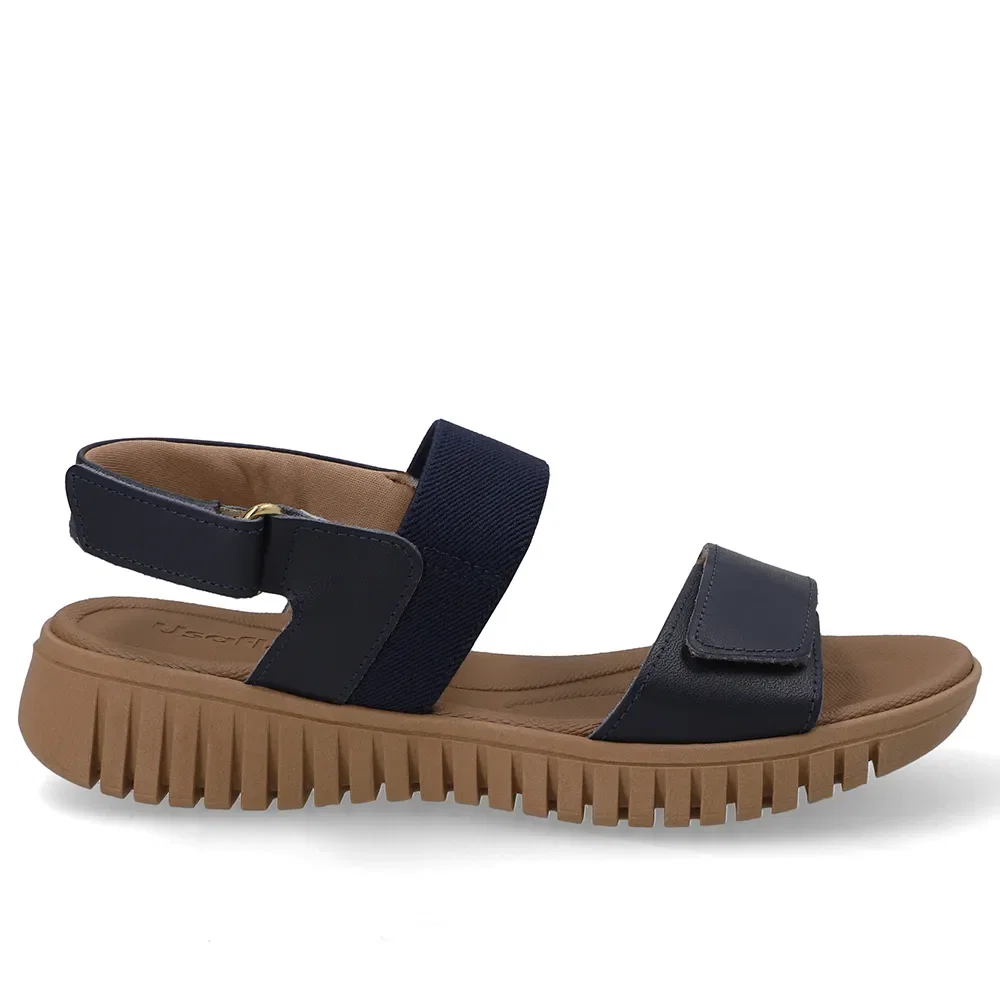 Sandália Plataforma Couro Azul Fecho-Flex — imagem 1