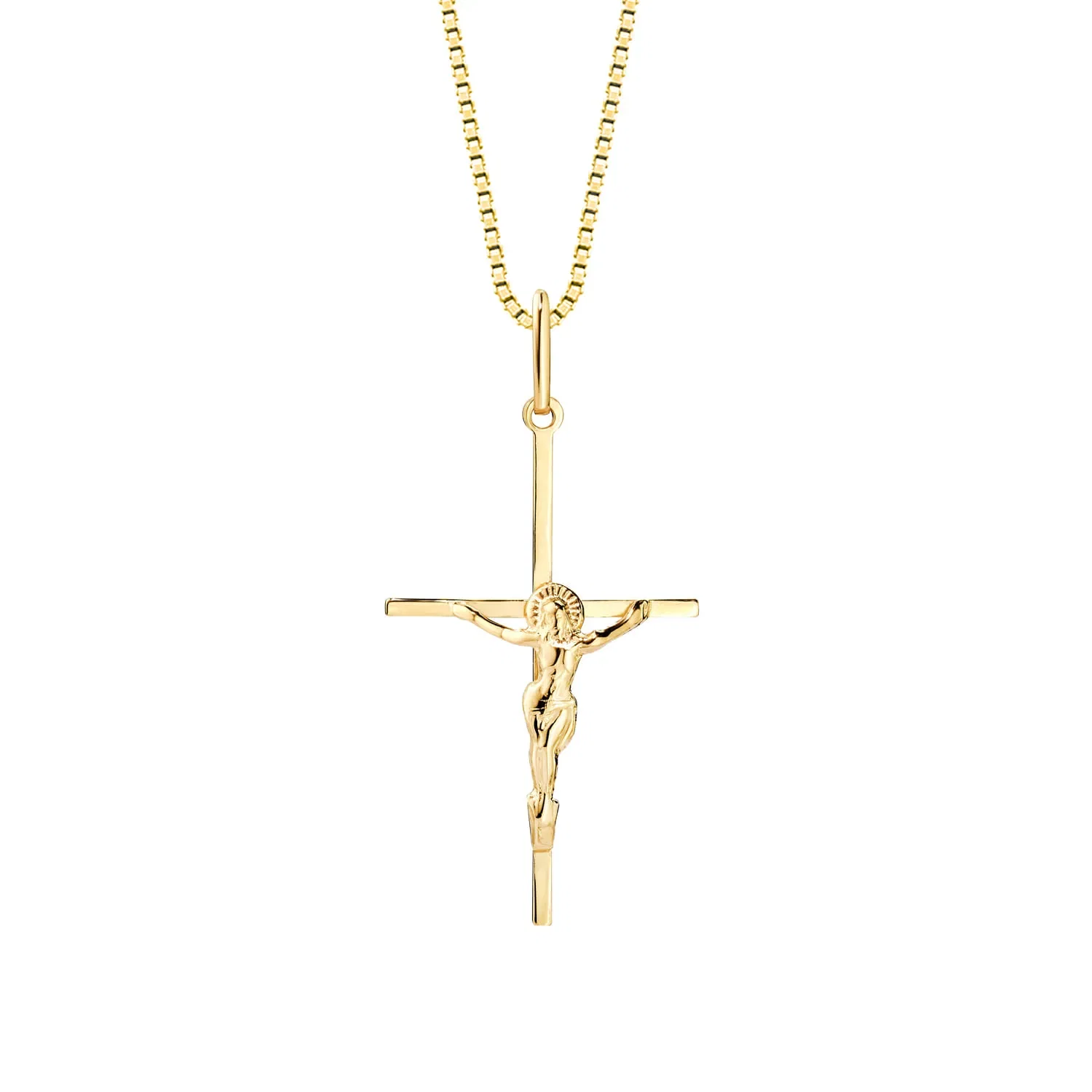 Pingente Cruz Jesus Cristo em Ouro Amarelo 18k, 34mm