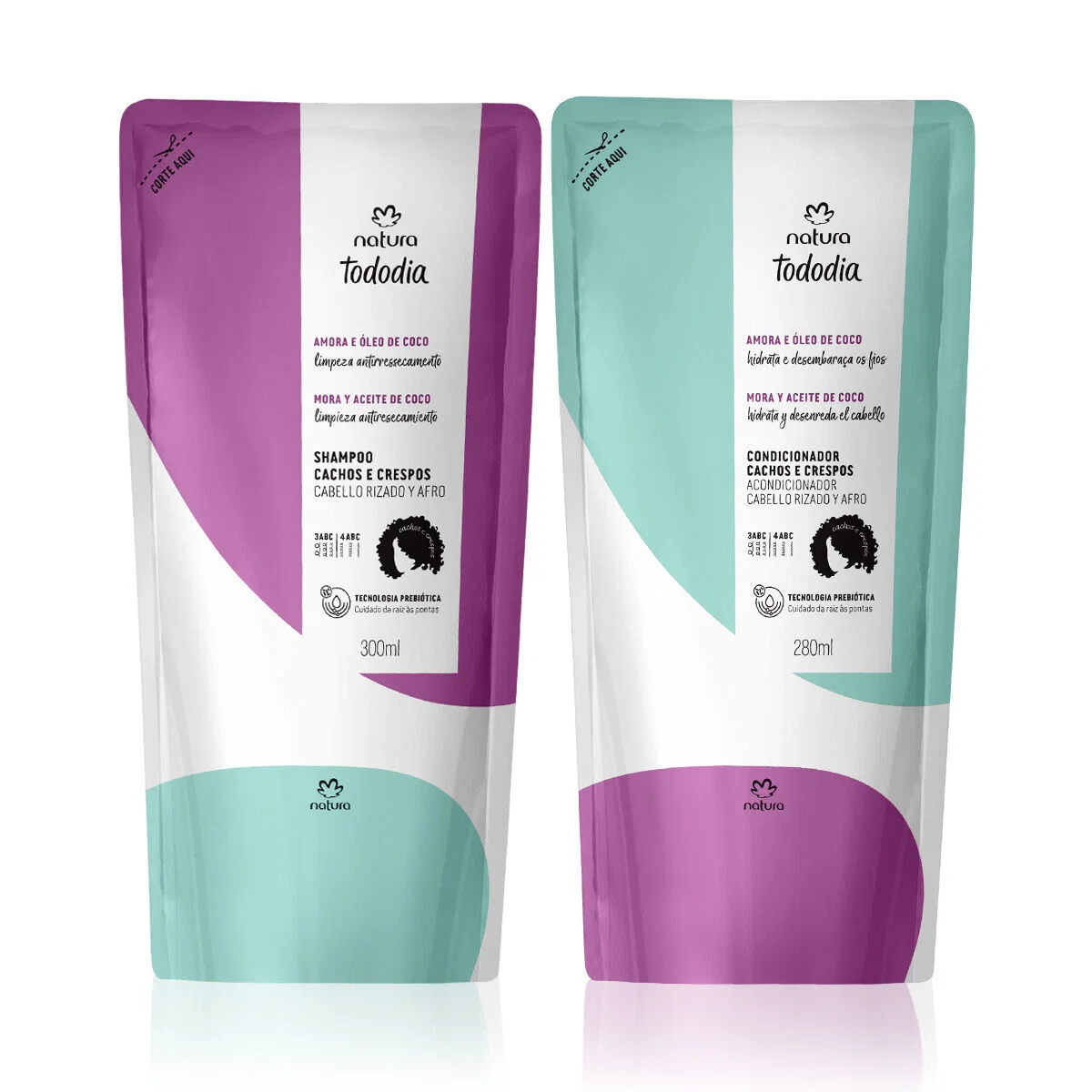 Kit Refil Natura Tododia Shampoo e Condicionador Cachos e Crespos (2 produtos)