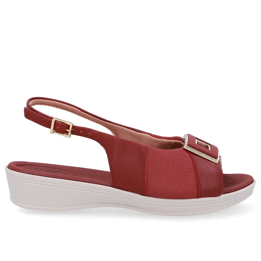 Slingback Vermelho Salto Anabela Couro — imagem 1