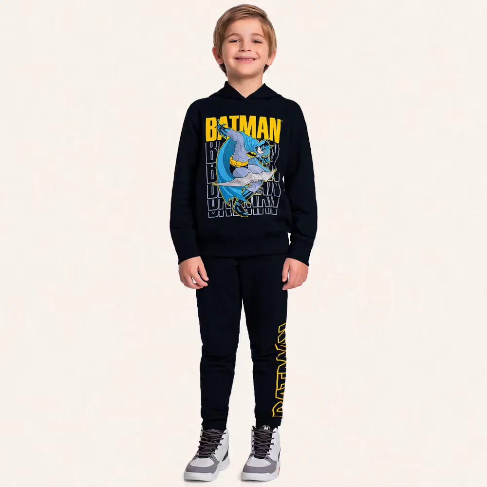 Conjunto blusão com capuz e calça em moletom Batman