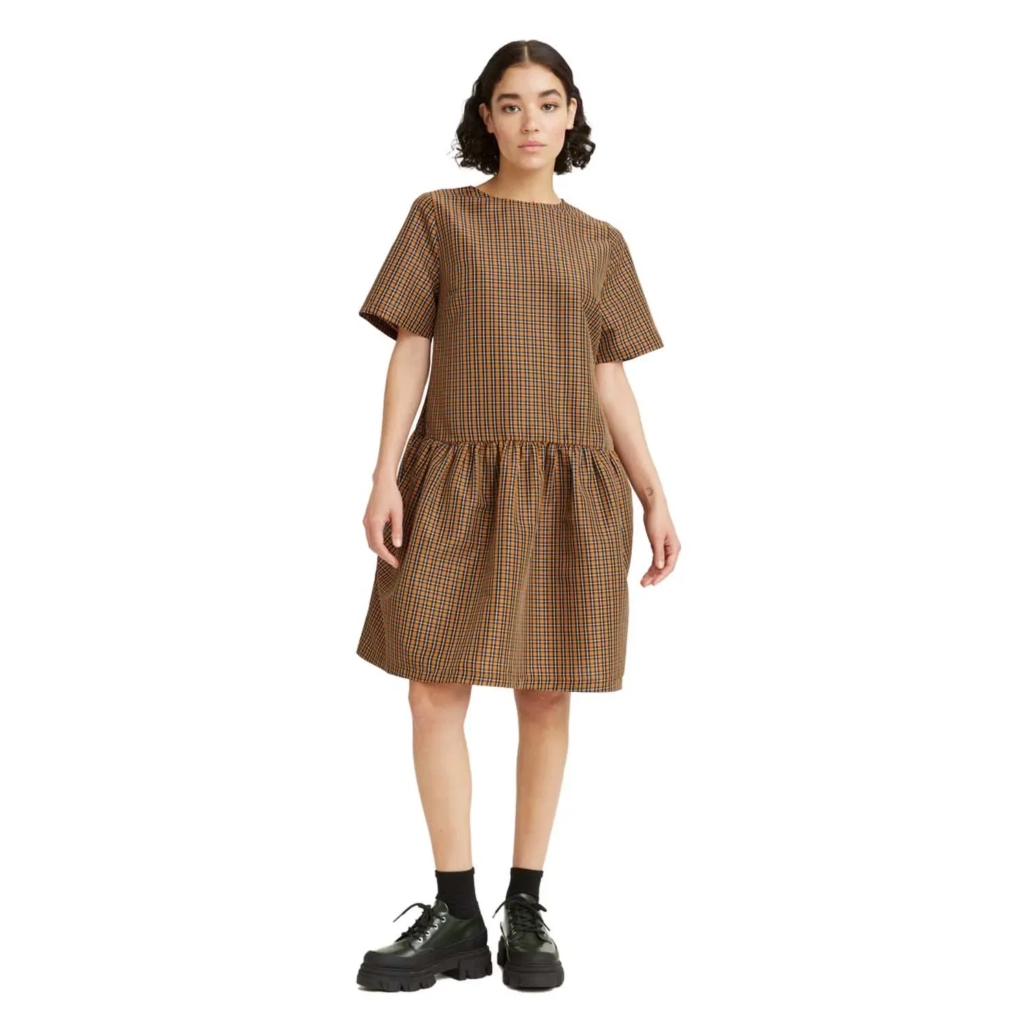 Vestido Levi's® Raya Taffeta Xadrez Marrom — imagem 1