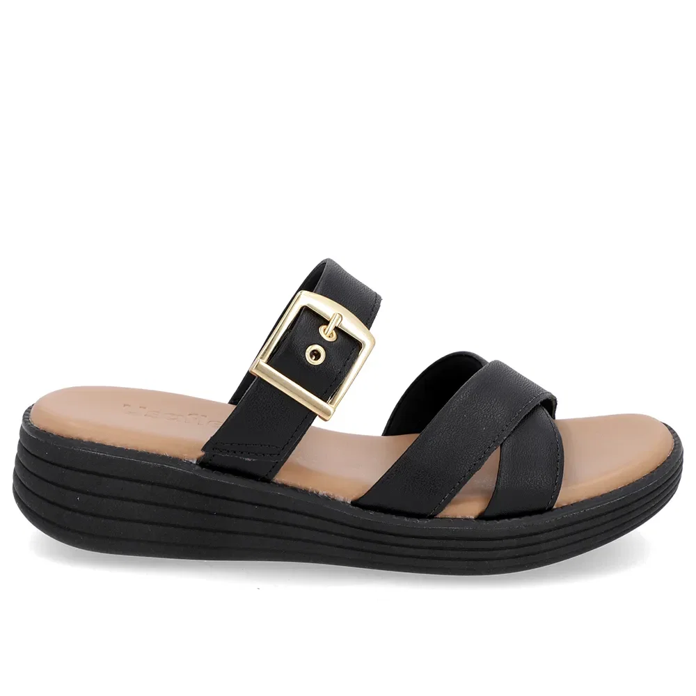 Tamanco Salto Plataforma Couro Preto Fivela — imagem 1