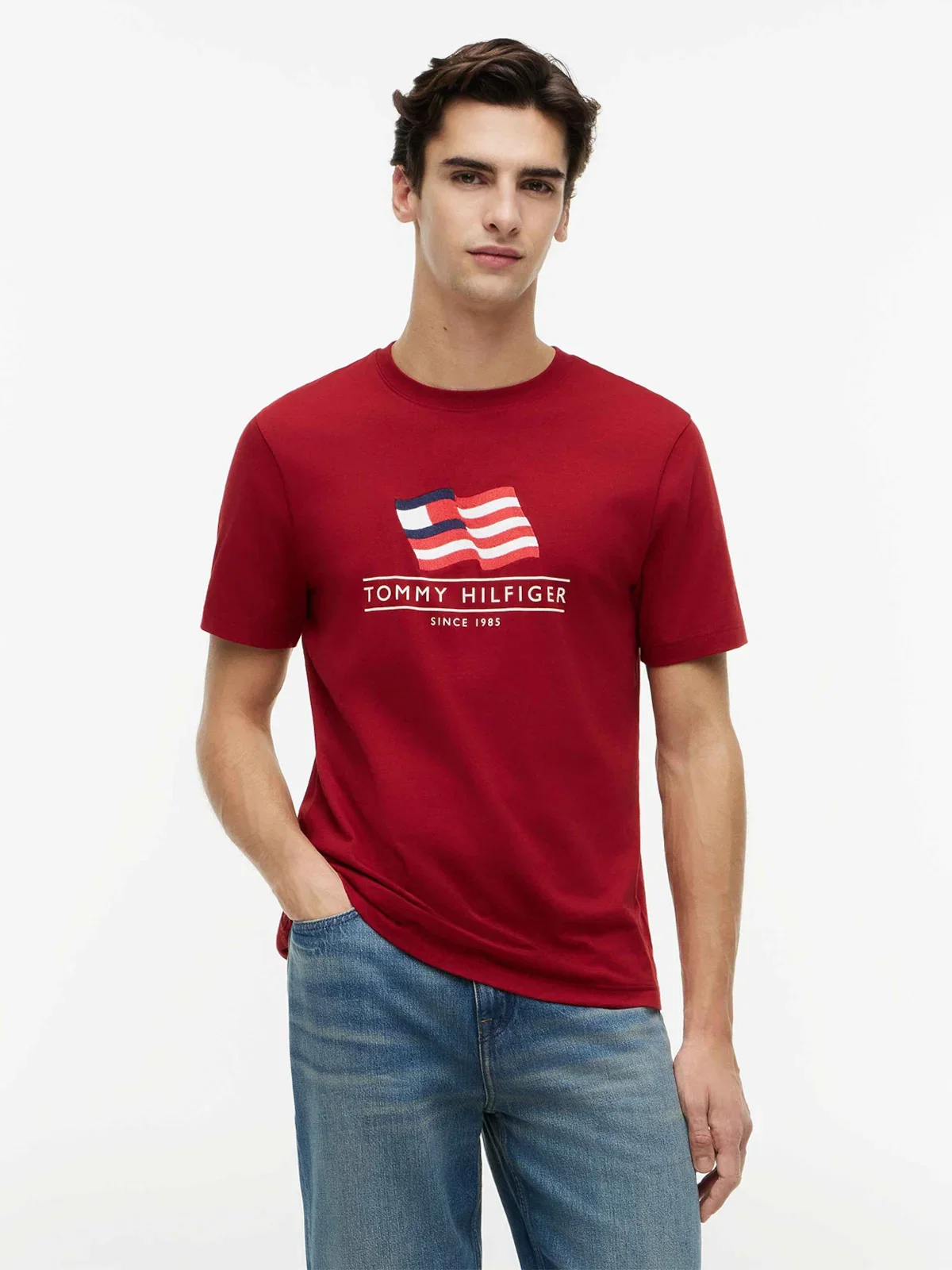 Camiseta Jersey com Estampa de Bandeira Ondulada — imagem 1