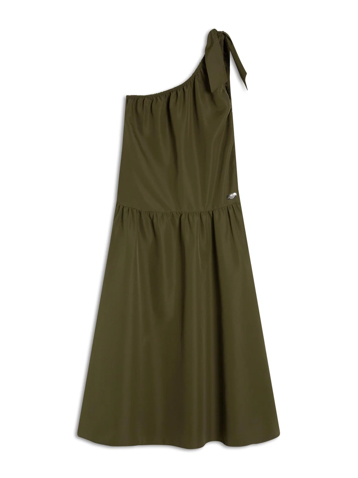 Vestido Techno Speed One Shoulder Knee Musgo