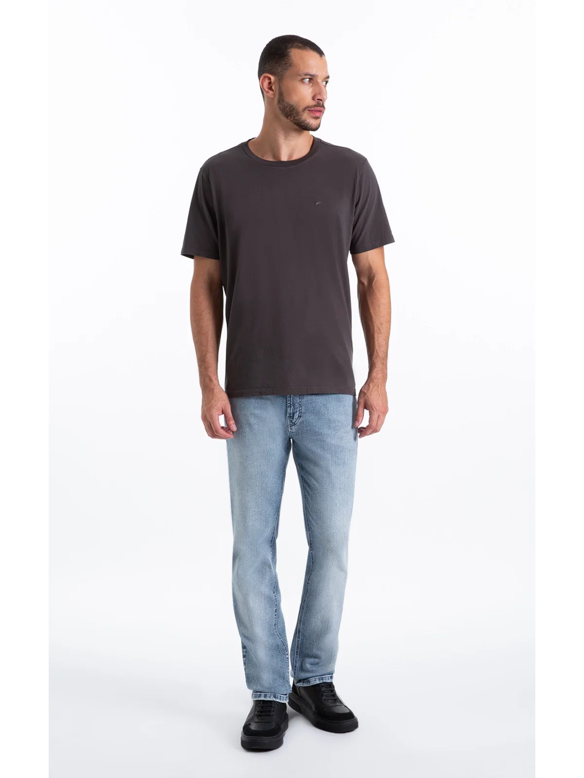 Calça Classic Denim Elastic Slim 5 Pockets Lav.Claro C/ Pincelado — imagem 1