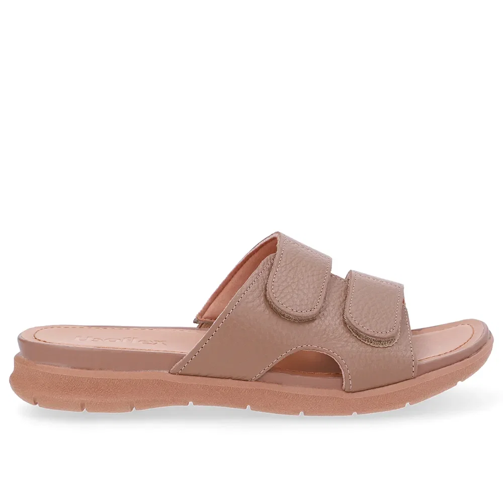 Slide Marrom Plataforma Couro Fecho-Flex