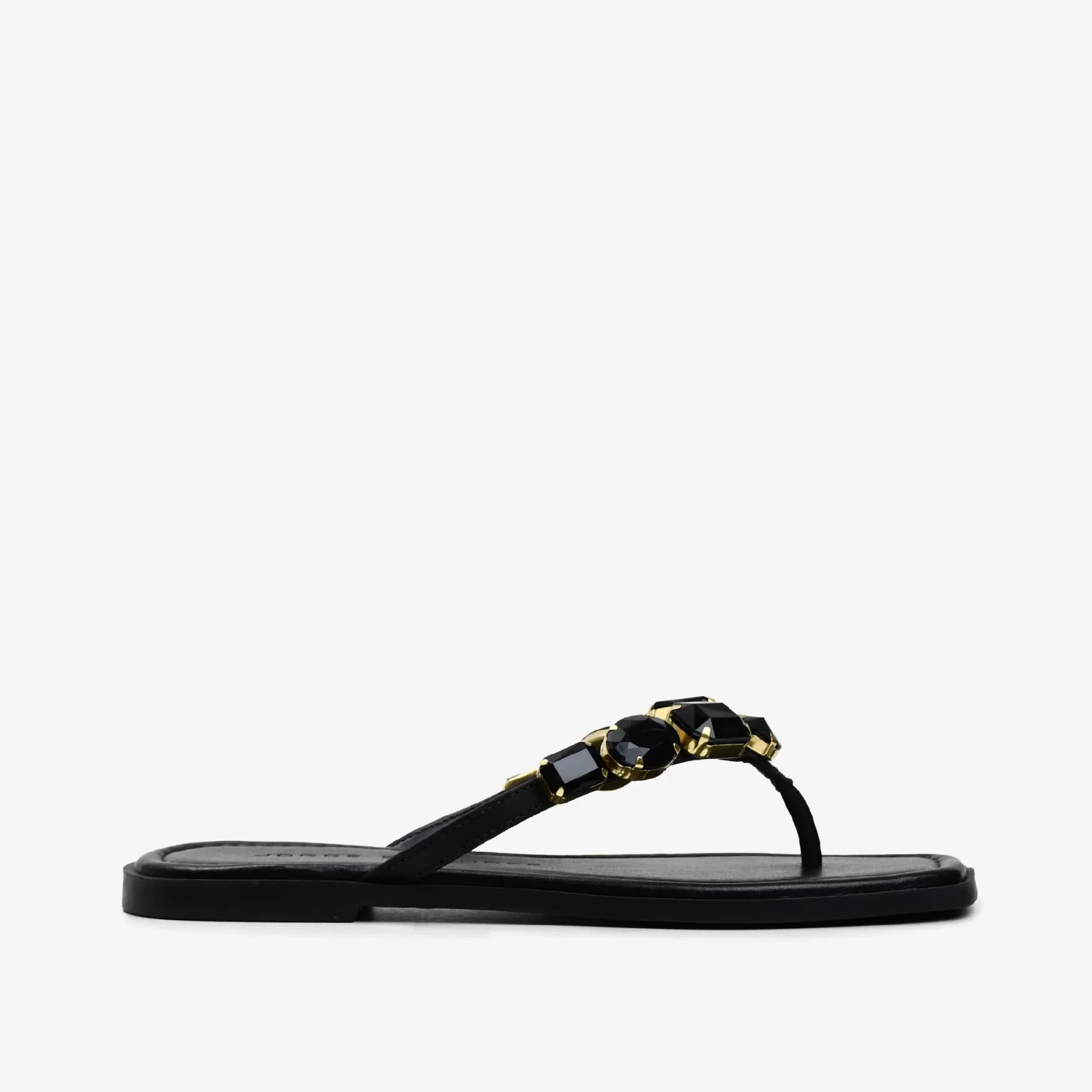 Chinelo Pedraria Preto Couro