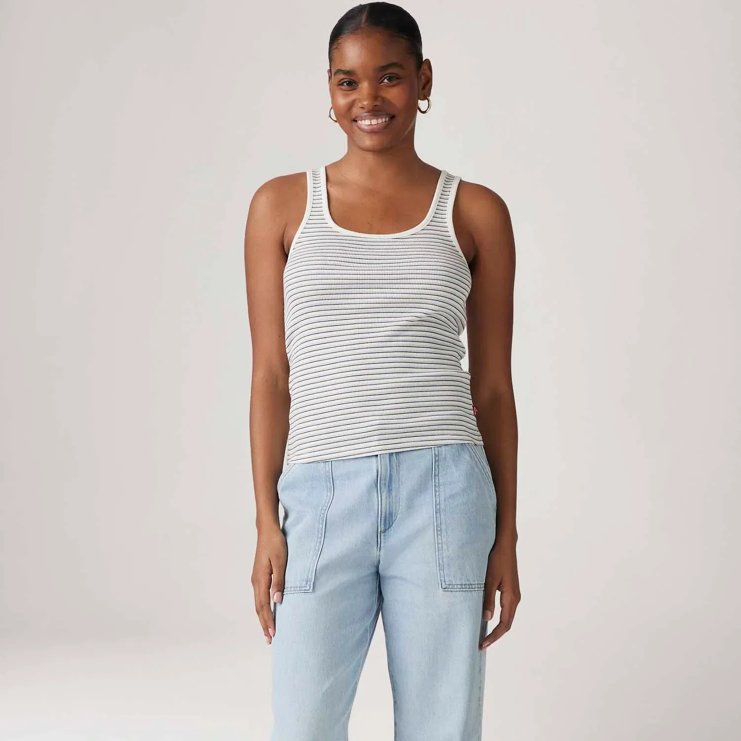 Regata Levi's® Essencial Rib Listrada Branca