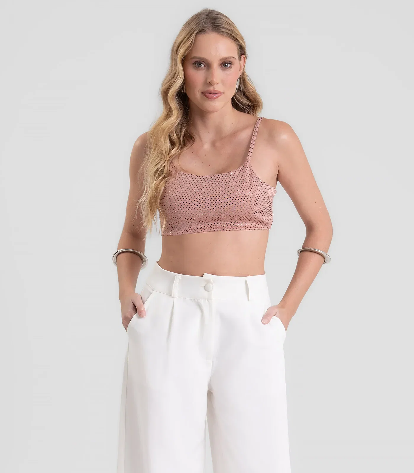 Top Feminino de Alça em Malha Lantejoula Dianna Unica