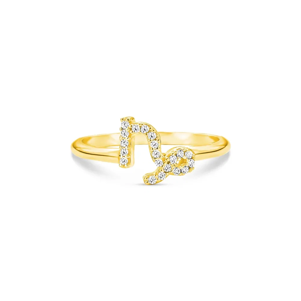 Anel Life Signo Capricórnio em Prata 925 com Banho de Ouro Amarelo 18k e Pedras Incolores — imagem 1