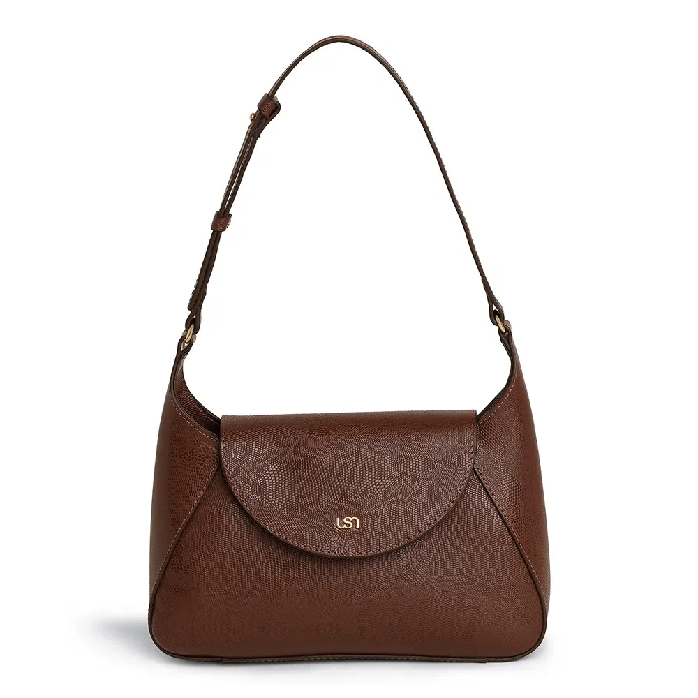 Bolsa Hobo Em Couro Marrom Com Fecho Magnético