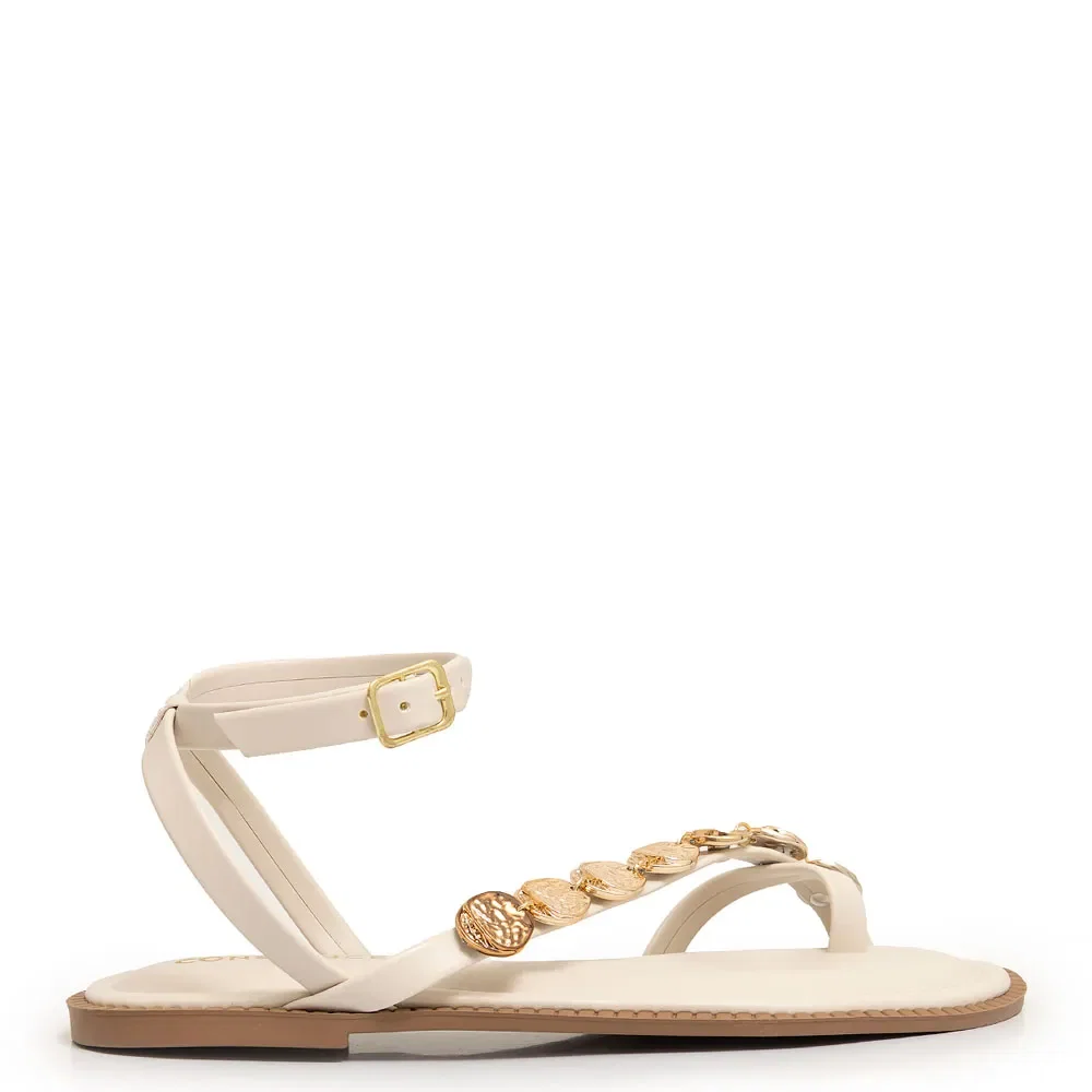 Rasteira Off White Enfeite Medalhas