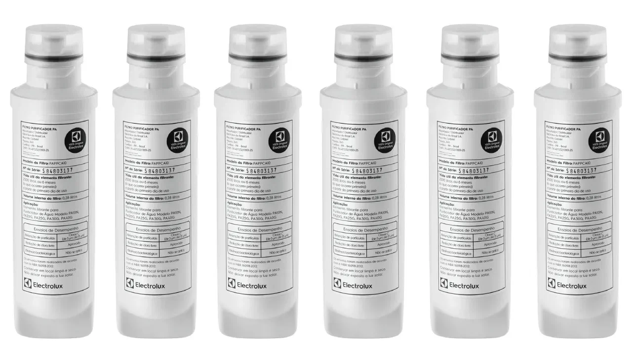 Kit Filtro / Refil Original de Água para Purificador Electrolux PA10N PA20G PA25G PA30G PA40G (6 unidades)
