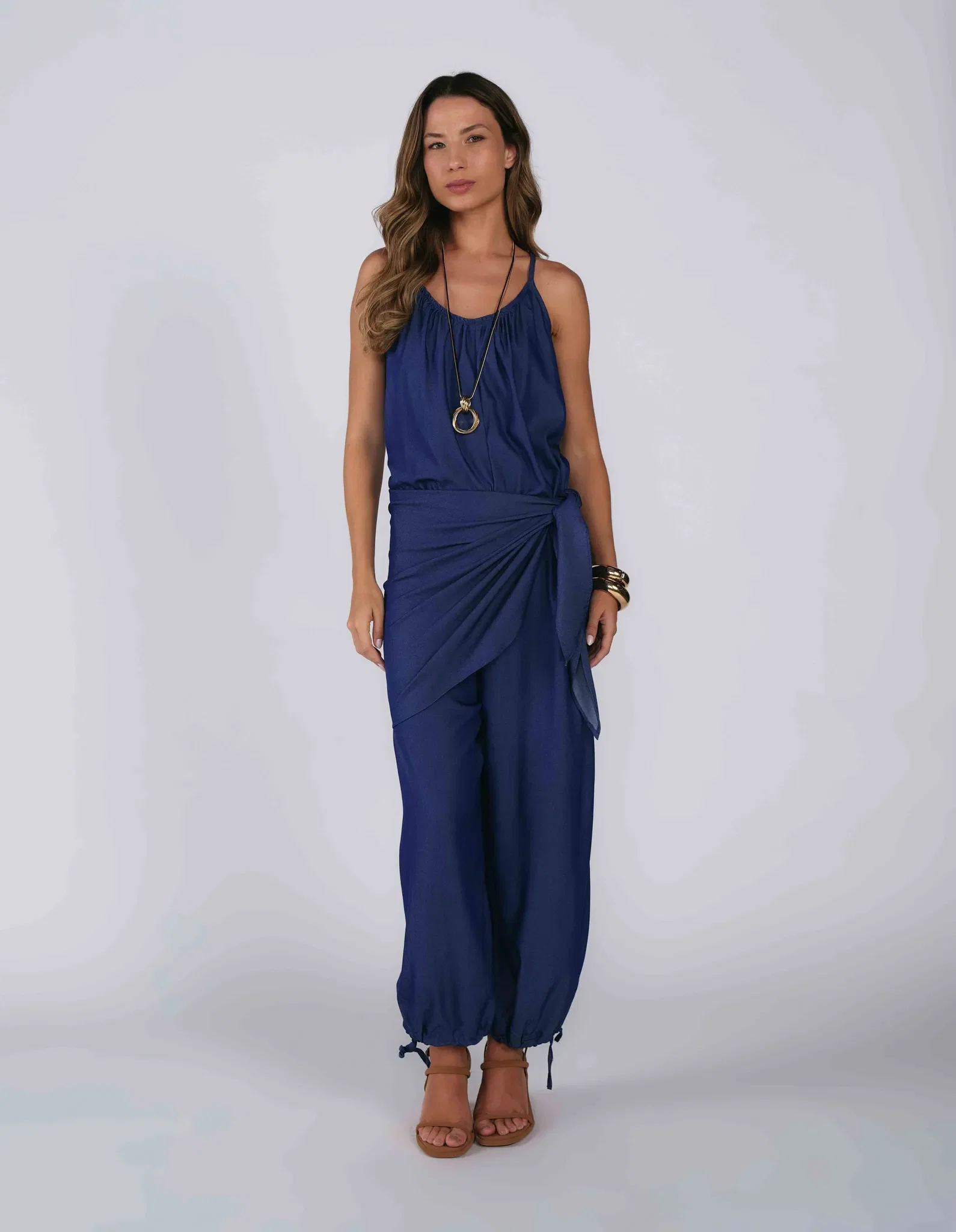Macacão Multiformas Com Pareo - Azul Jeans