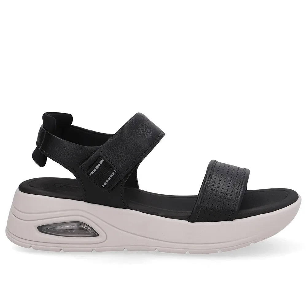 Sandália Salto Plataforma Couro Preta Fecho-Flex — imagem 1