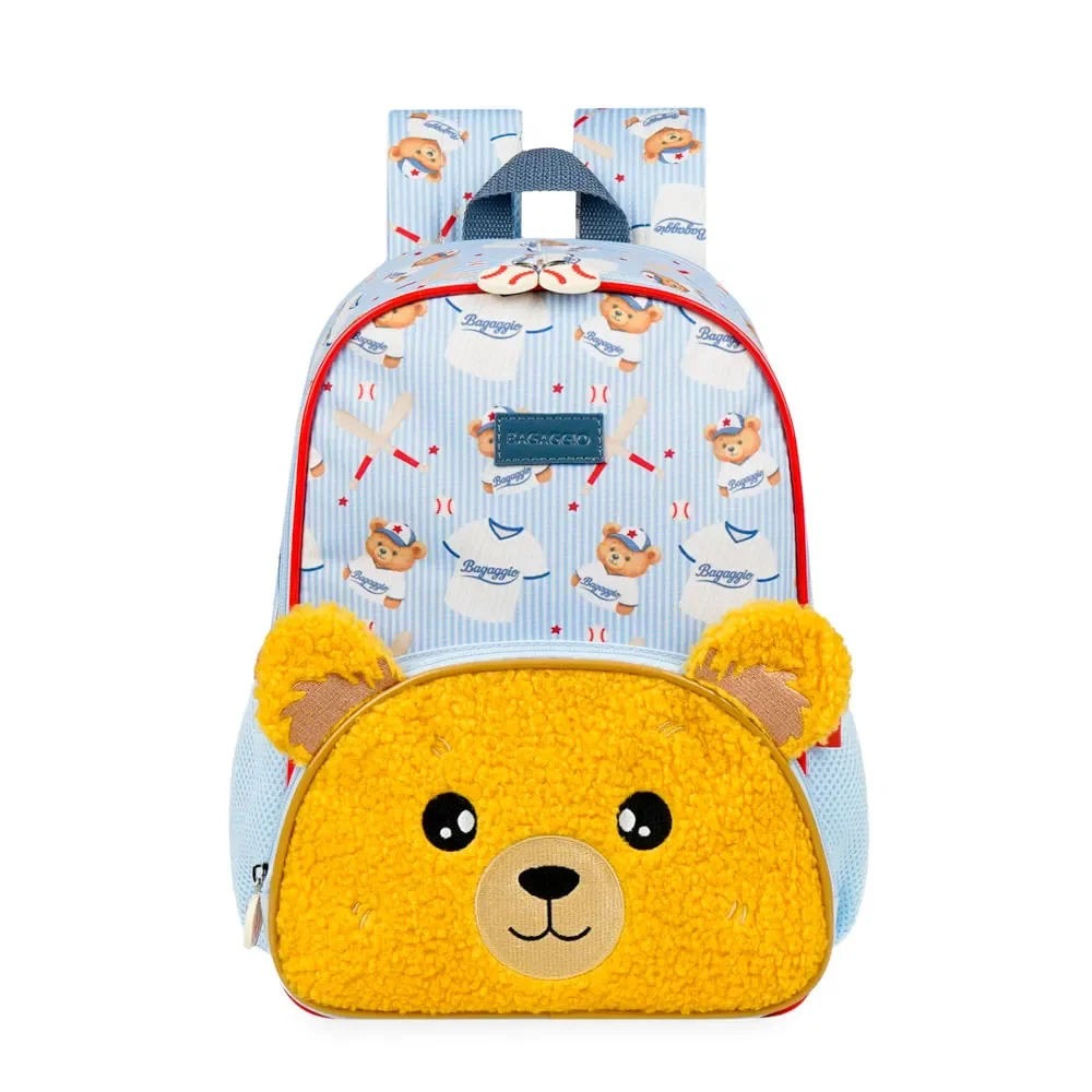 Mochila Escolar Masculina Infantil Pets Urso Baby Azul Claro