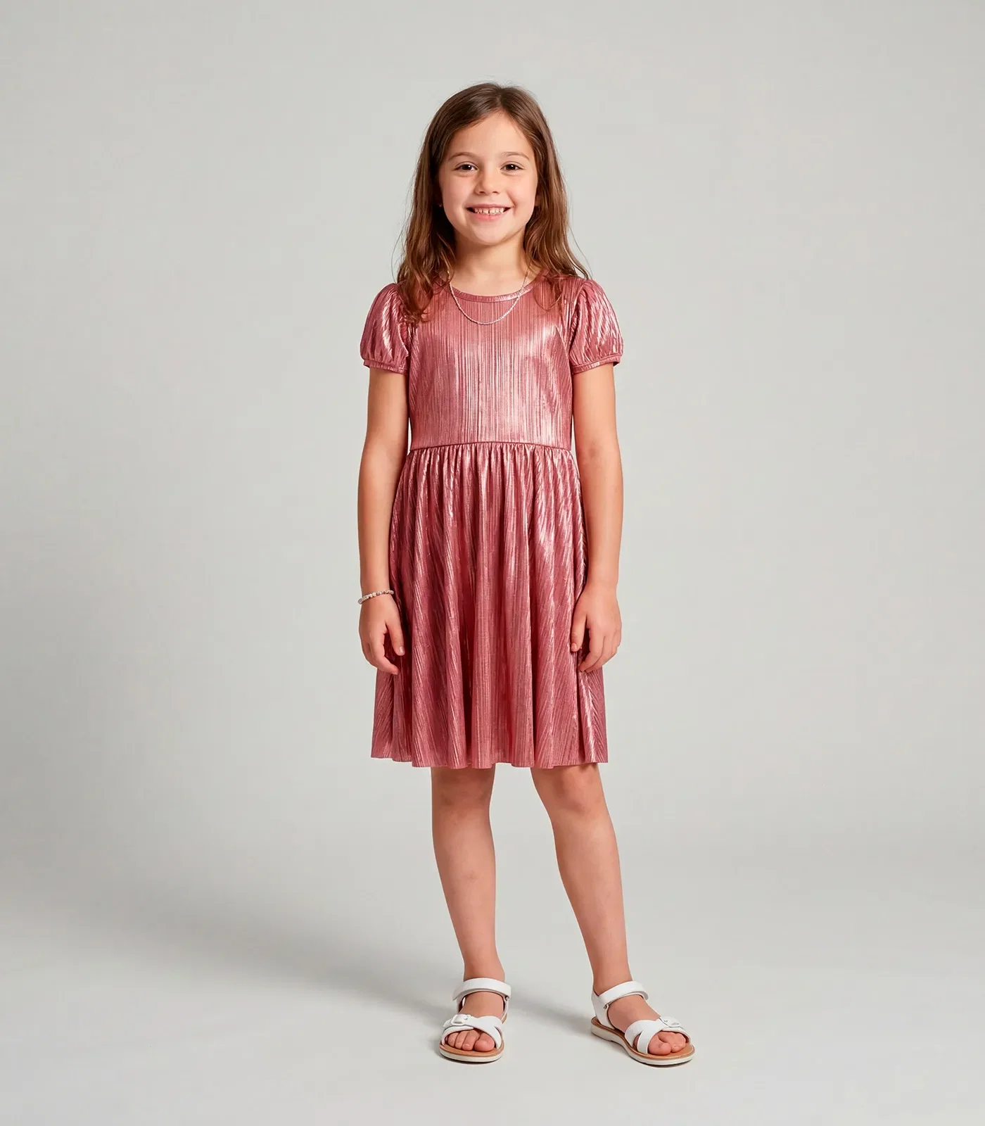 Vestido em Malha Plissada Shiny Trick Nick Unica