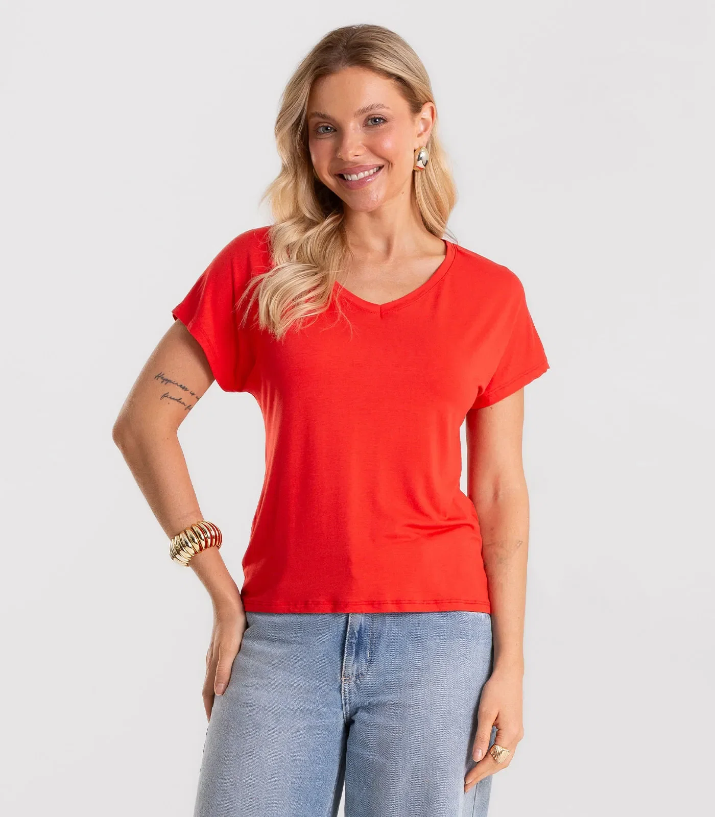 Blusa Feminina Viscotorcion Rovitex Vermelho