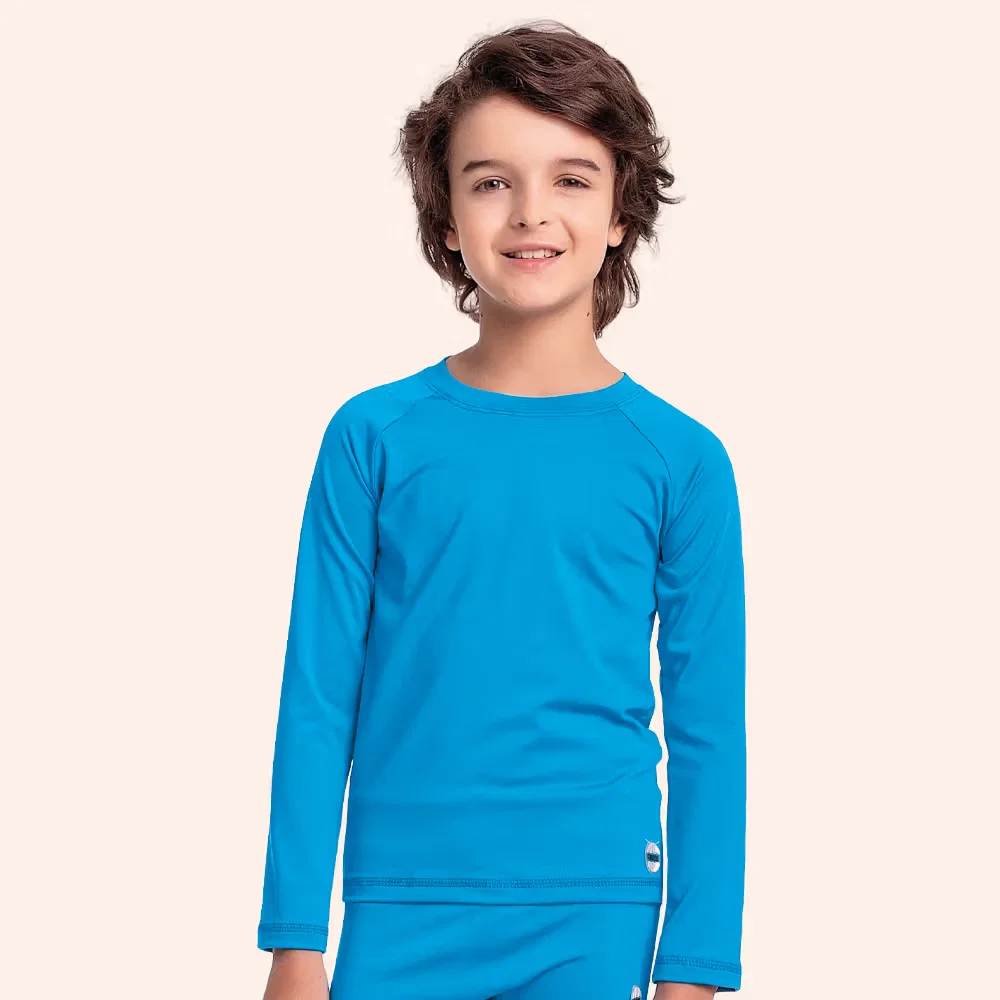 Camiseta moda praia manga longa em cotton poliéster