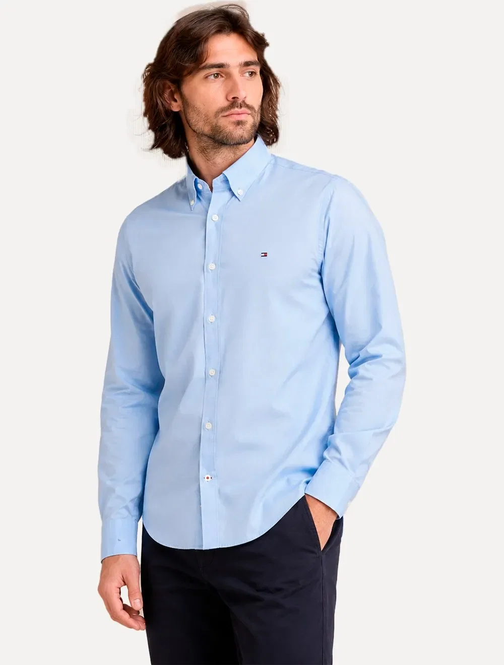 Camisa Tommy Hilfiger Masculina Regular Core Oxford Azul Claro — imagem 1