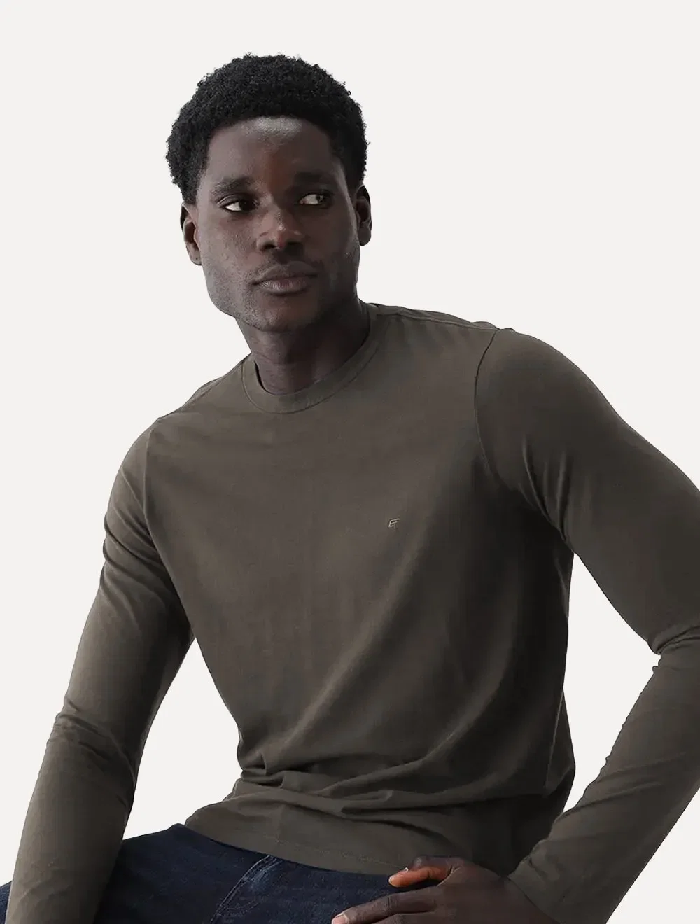 Camiseta Ellus Masculina Manga Longa Cotton Fine Easa Marrom Médio